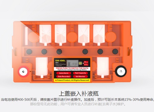 奥特多智能数显太阳能胶体储能蓄电池上盖放大图